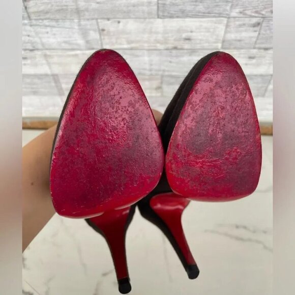 Christian Louboutin red bottom Brown Wool women’s Heels size 39 .8.5 - Picture 7 of 13